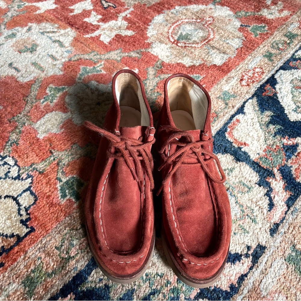 THE GREAT. Rust Suede Boots